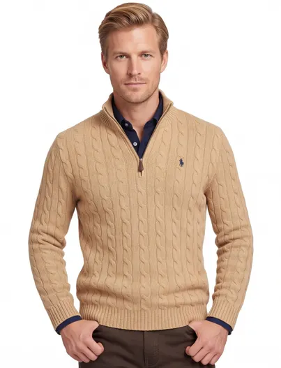 Polo Ralph Lauren Wollen Polo Ralph Lauren trui halfzip beige