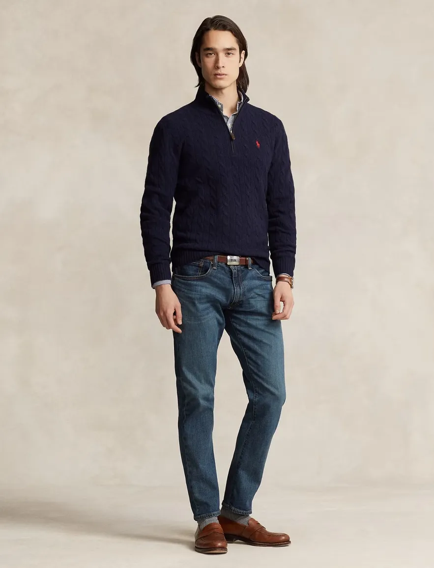 Polo Ralph Lauren trui halfzip navy wol