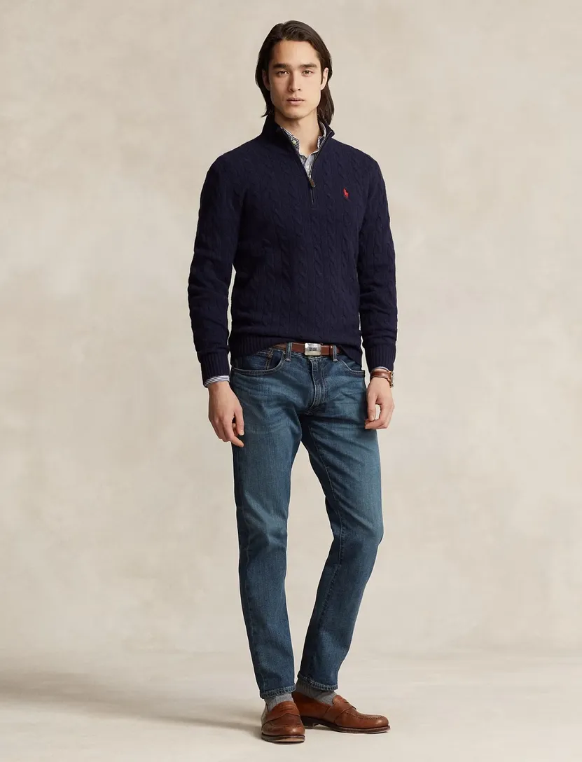 Polo Ralph Lauren trui wol halfzip navy