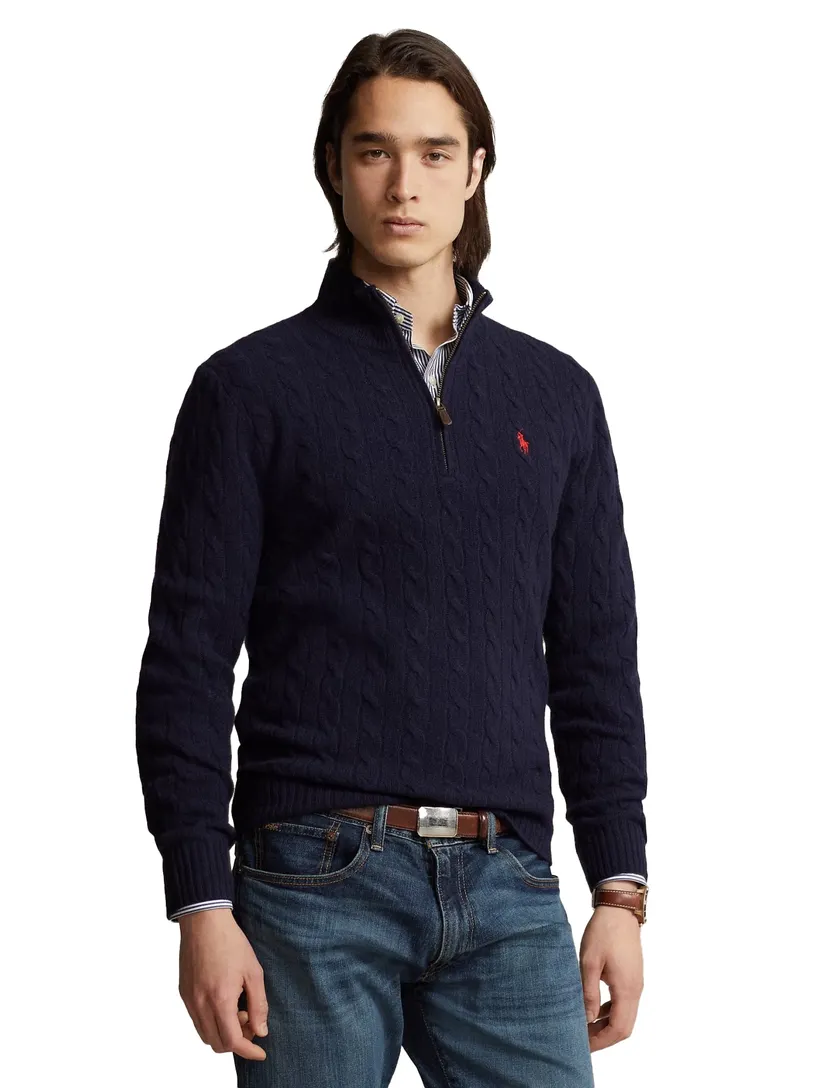 Polo Ralph Lauren trui wol halfzip navy