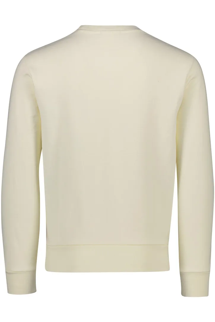 Polo Ralph Lauren sweater ronde hals ecru uni met logo katoen