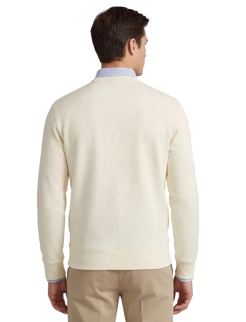 Polo Ralph Lauren sweater ronde hals ecru uni met logo katoen