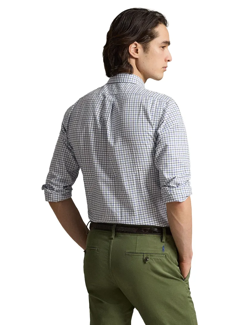 Polo Ralph Lauren Custom Fit overhemd lichtblauw geruit