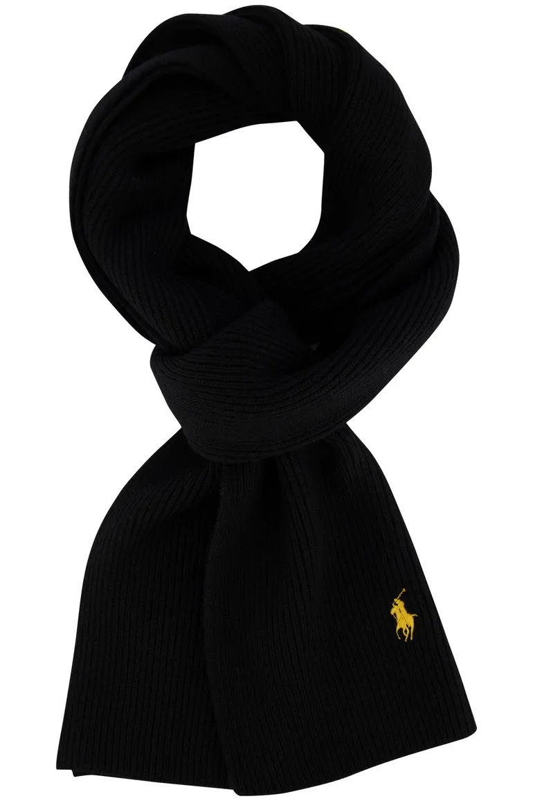 Polo Ralph Lauren sjaal zwart uni met logo