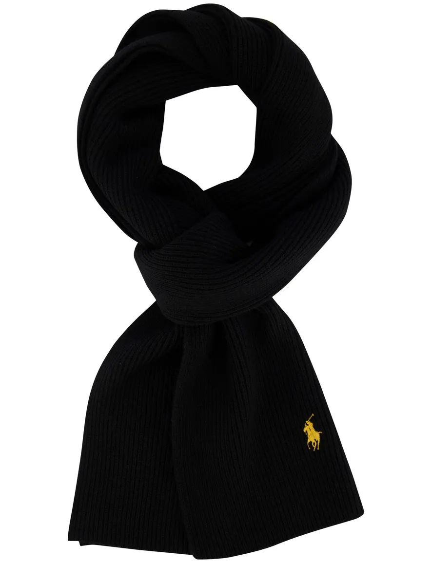 Polo Ralph Lauren sjaal zwart uni met logo