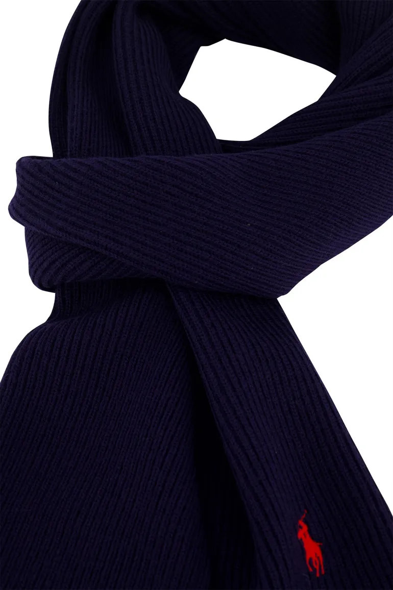 Polo Ralph Lauren sjaal donkerblauw merinowol