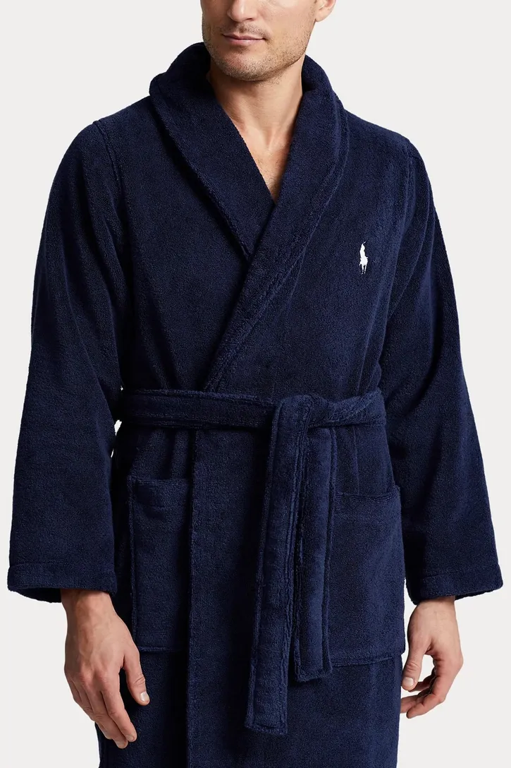 Katoenen Polo Ralph Lauren badjas donkerblauw