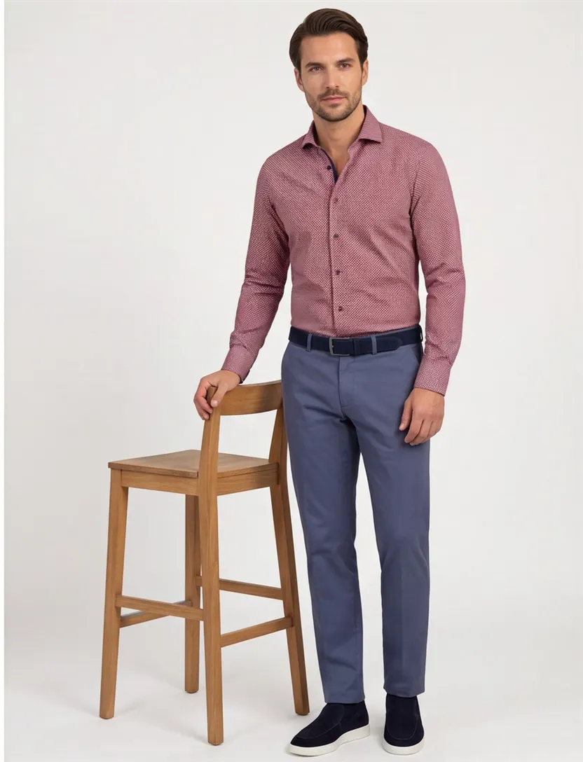 Olymp overhemd Level Five extra slim fit rood geprint katoen