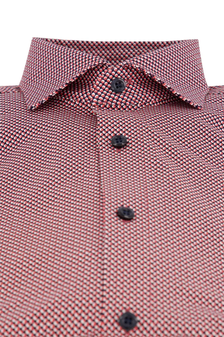 Olymp overhemd Level Five extra slim fit rood geprint katoen