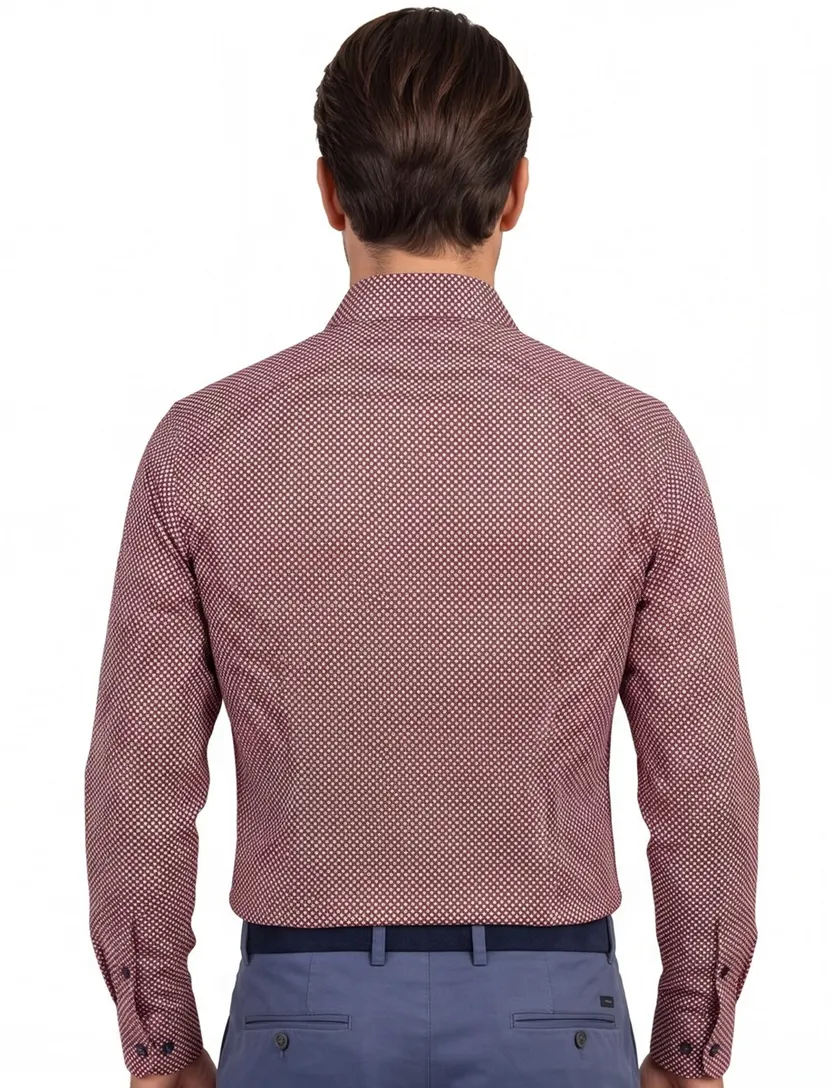 Olymp overhemd Level Five extra slim fit rood geprint katoen