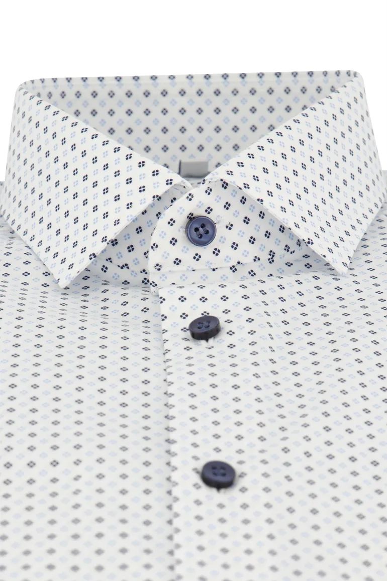 Olymp overhemd mouwlengte 7 Level Five slim fit wit geprint katoen