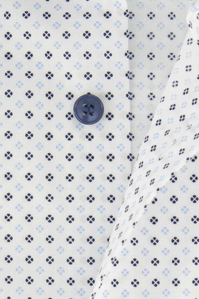 Olymp overhemd mouwlengte 7 Level Five slim fit wit geprint katoen