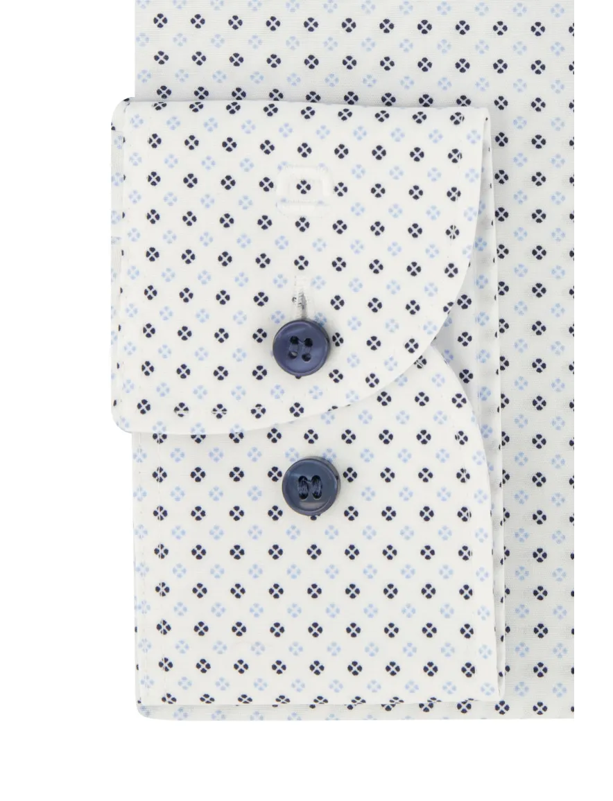 Olymp overhemd mouwlengte 7 Level Five slim fit wit geprint katoen