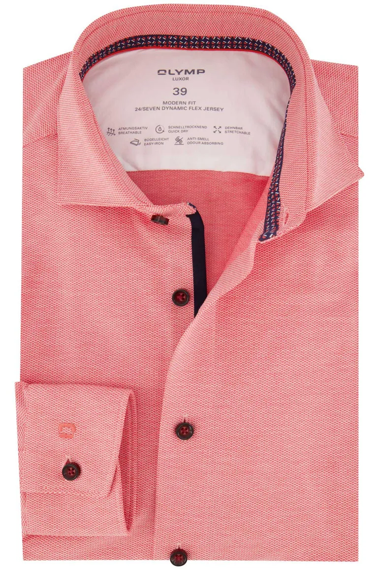Olymp 24/7 Luxor Modern Fit normale fit roze effen katoen