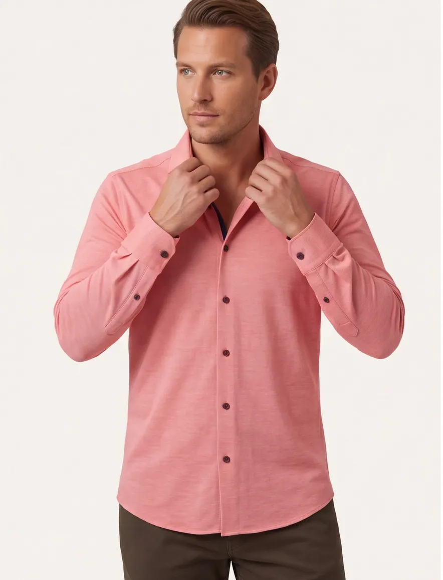 Overhemd Olymp wide spread roze/rood