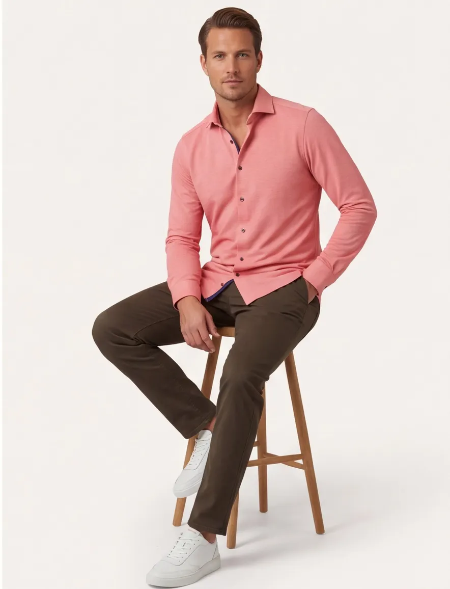 Overhemd Olymp wide spread roze/rood