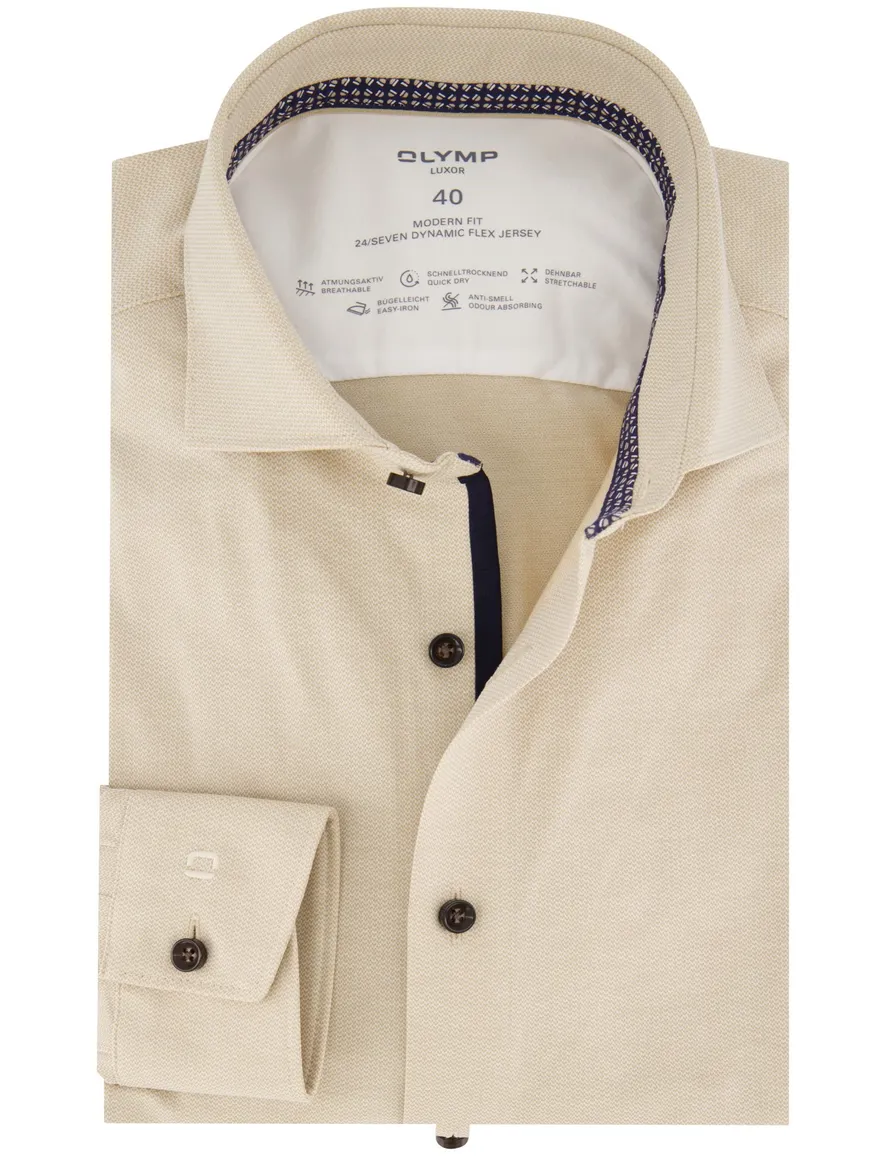 Beige overhemd Olymp Luxor 24/Seven ml 5