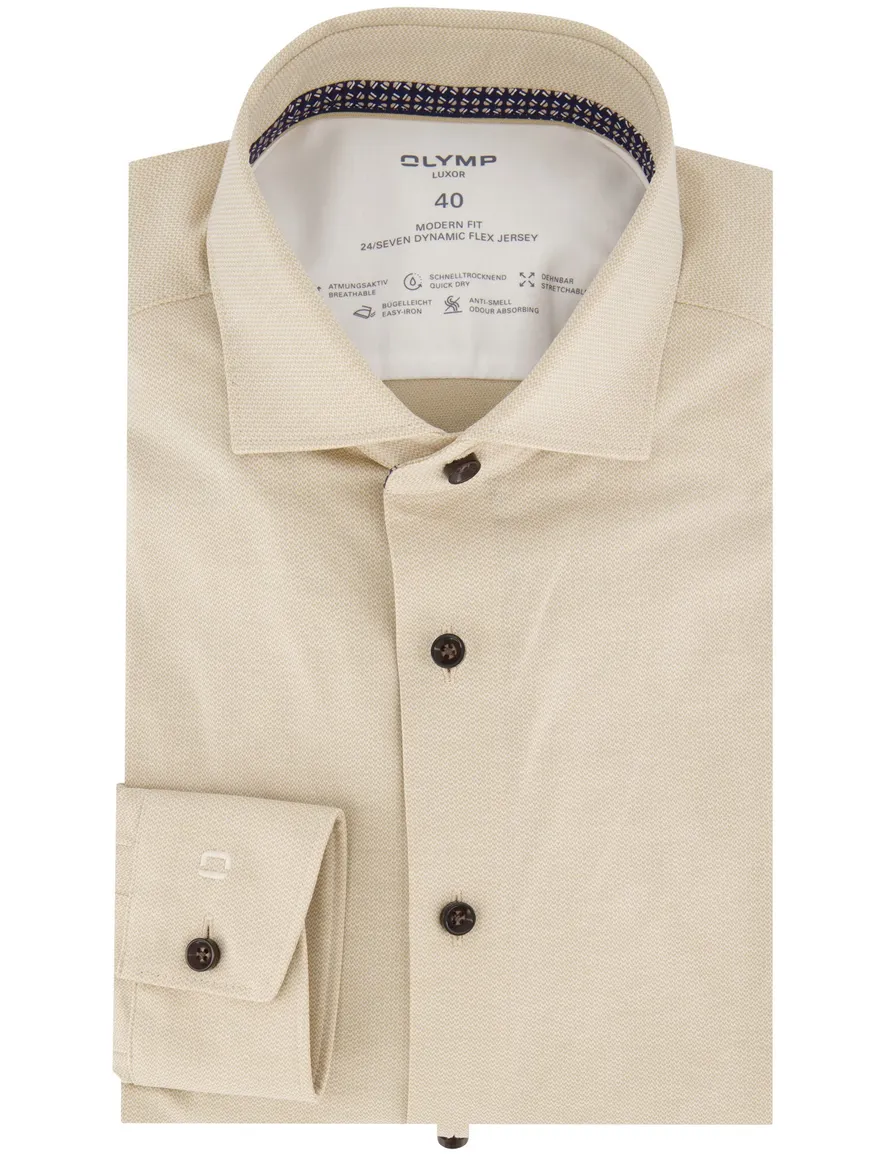 Beige overhemd Olymp Luxor 24/Seven ml 5
