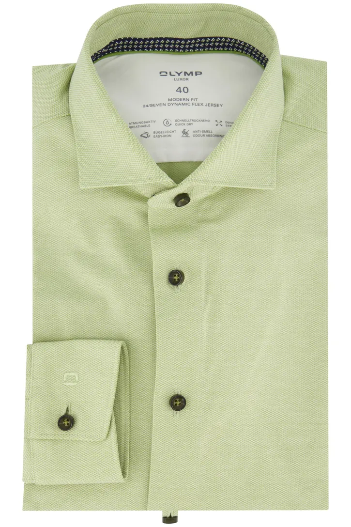 Olymp luxor overhemd groen modern fit