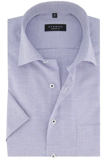 Eterna Korte mouw overhemd Eterna blauw geprint