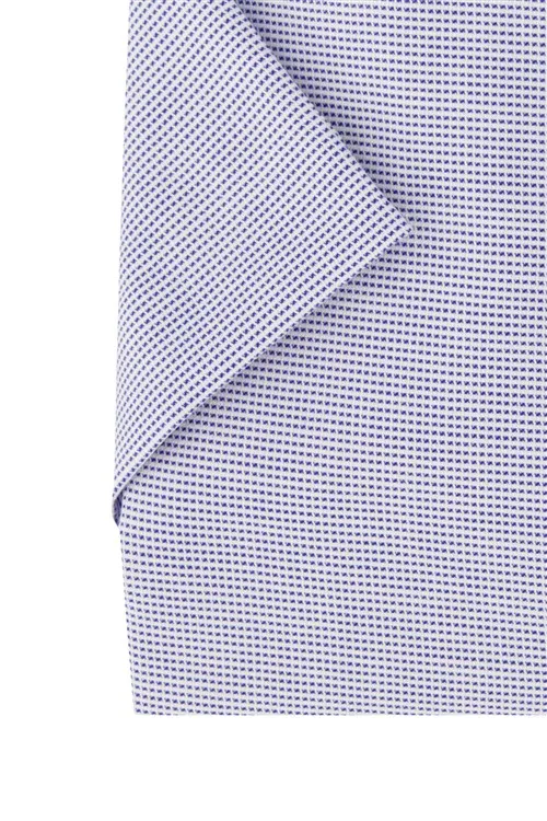 Eterna overhemd korte mouw wijde fit blauw geprint katoen