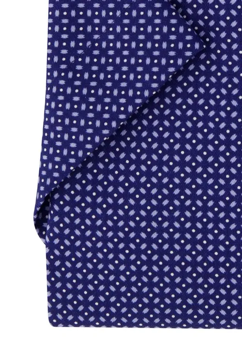 Eterna overhemd korte mouw comfort fit donkerblauw geprint katoen