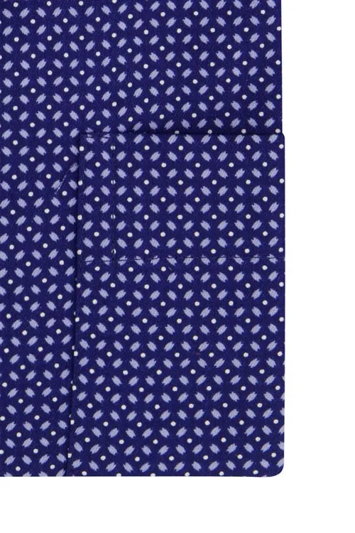 Eterna overhemd korte mouw comfort fit donkerblauw geprint katoen