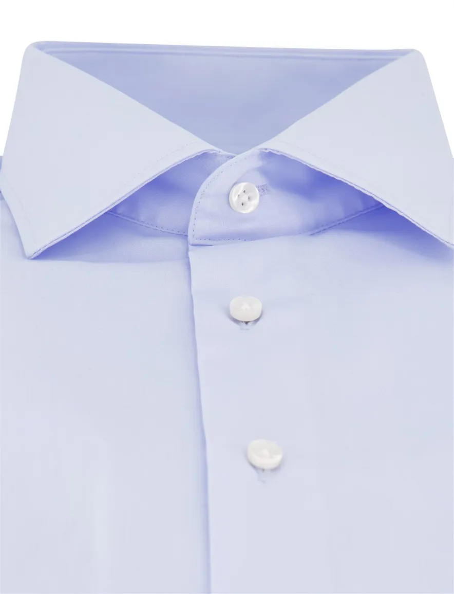 Eterna business overhemd Comfort Fit lichtblauw borstzak effen katoen