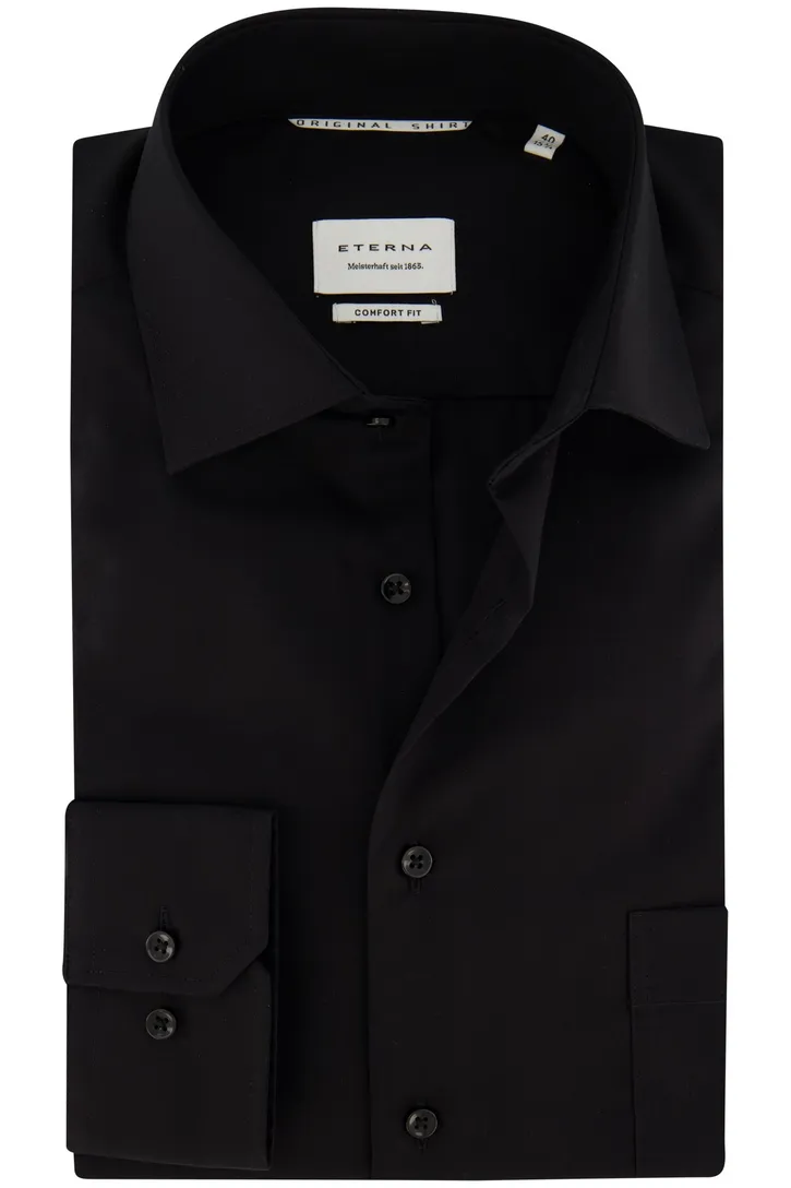 Eterna overhemd zwart comfort fit