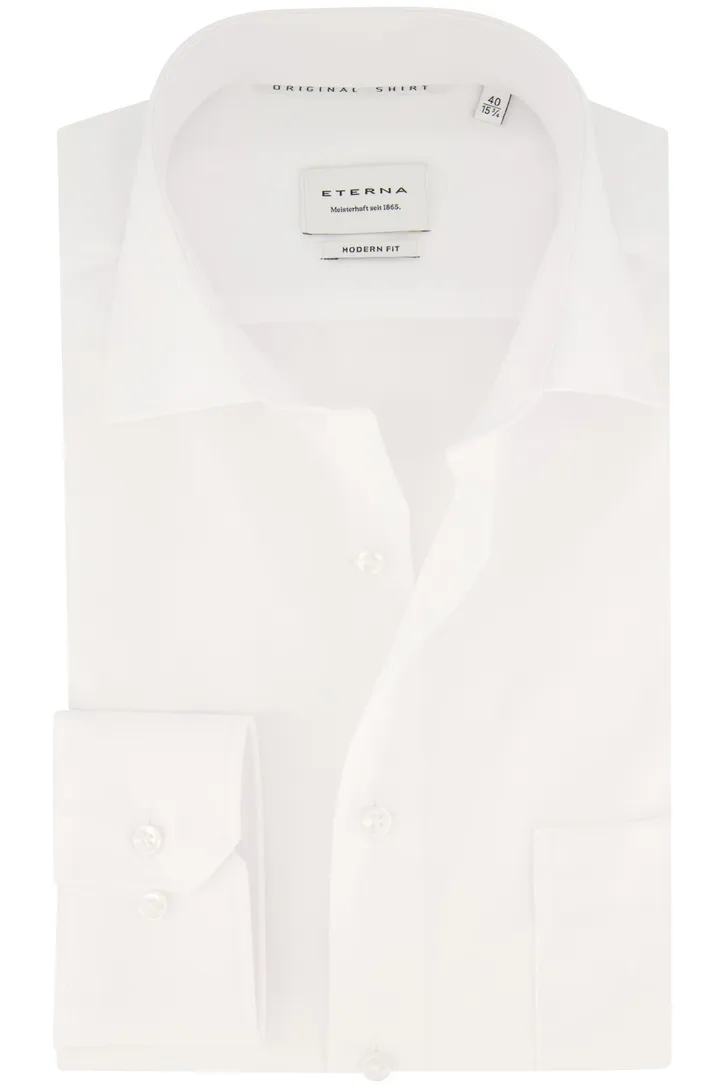 Katoenen Eterna overhemd Modern Fit wit strijkvrij