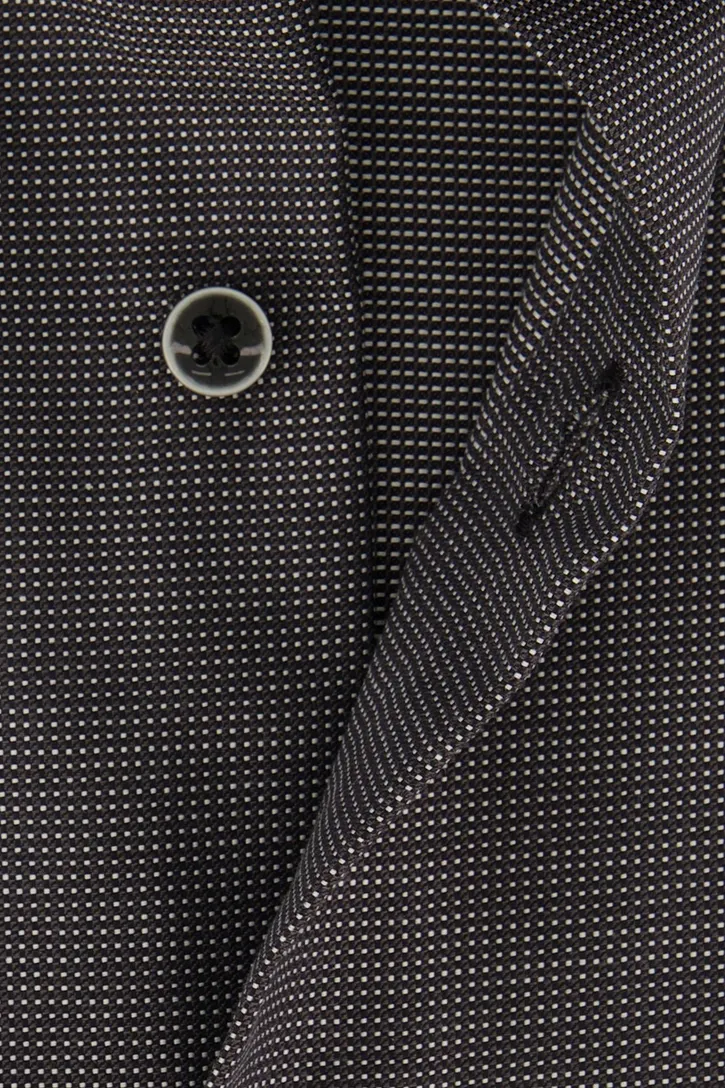 Katoenen Eterna donkergrijs overhemd Comfort Fit gemêleerd