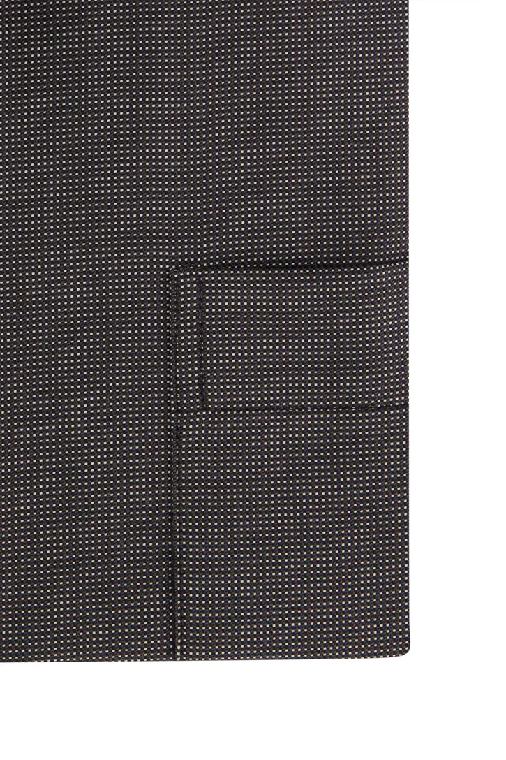 Katoenen Eterna donkergrijs overhemd Comfort Fit gemêleerd