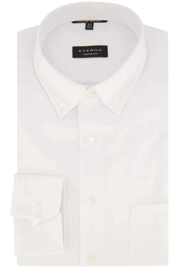 Eterna katoenen overhemd strijkvrij Comfort Fit wit button-down