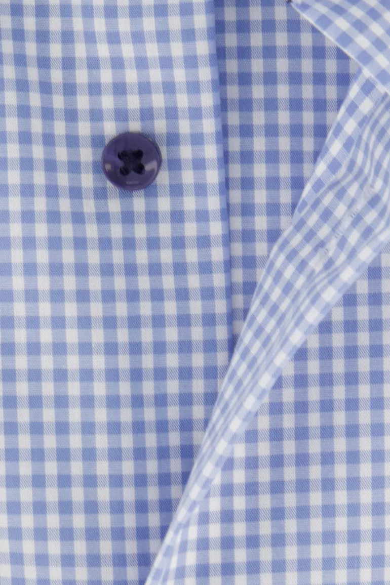 Eterna Modern Fit overhemd blauw geruit katoen