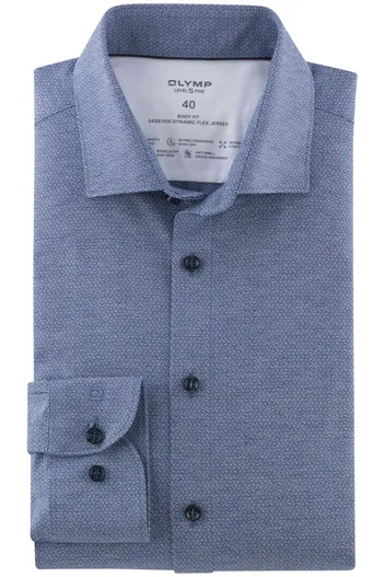 Olymp Olymp level 5 overhemd blauw geprint katoen 24/seven