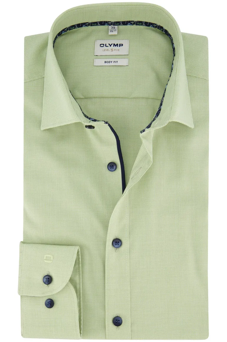 Olymp Level Five overhemd extra slim fit groen effen katoen