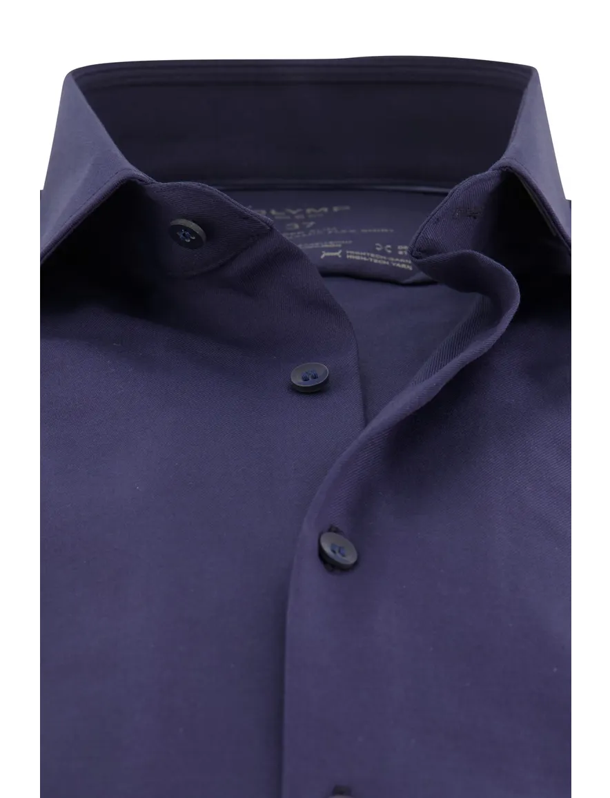 business overhemd Olymp donkerblauw effen katoen, polyester, stretch extra slanke fit