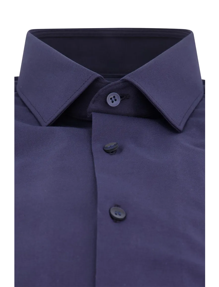 business overhemd Olymp donkerblauw effen katoen, polyester, stretch extra slanke fit