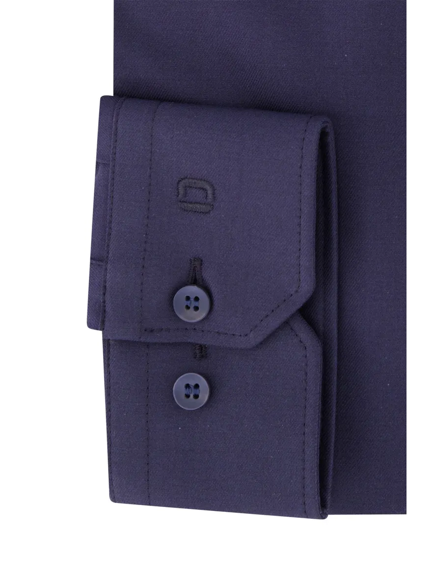 business overhemd Olymp donkerblauw effen katoen, polyester, stretch extra slanke fit