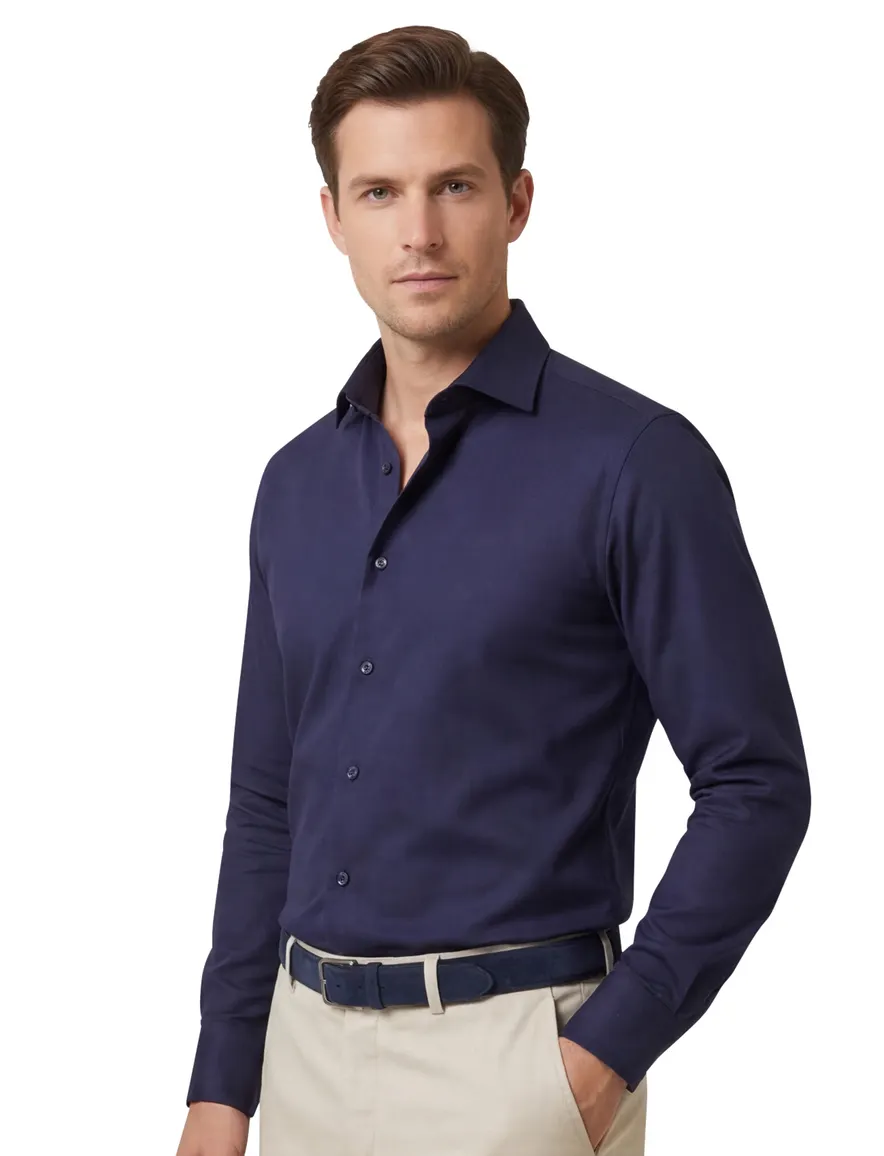 business overhemd Olymp donkerblauw effen katoen, polyester, stretch extra slanke fit