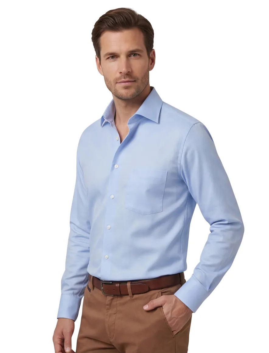 business overhemd Olymp Luxor Comfort Fit lichtblauw effen katoen wijde fit