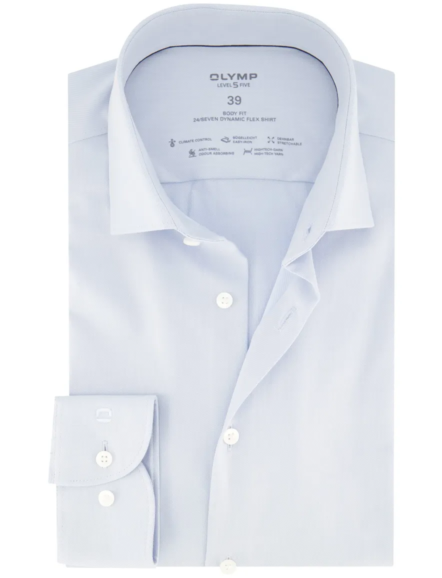 Olymp overhemd slim fit effen lichtblauw katoen
