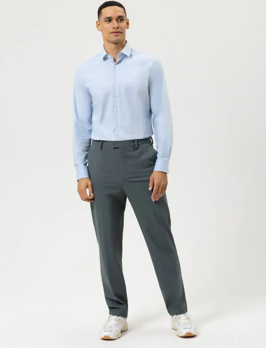 business overhemd Olymp lichtblauw effen katoen, polyester, stretch slim fit