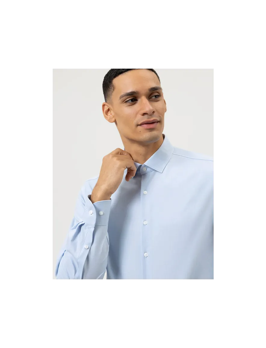 business overhemd Olymp lichtblauw effen katoen, polyester, stretch slim fit