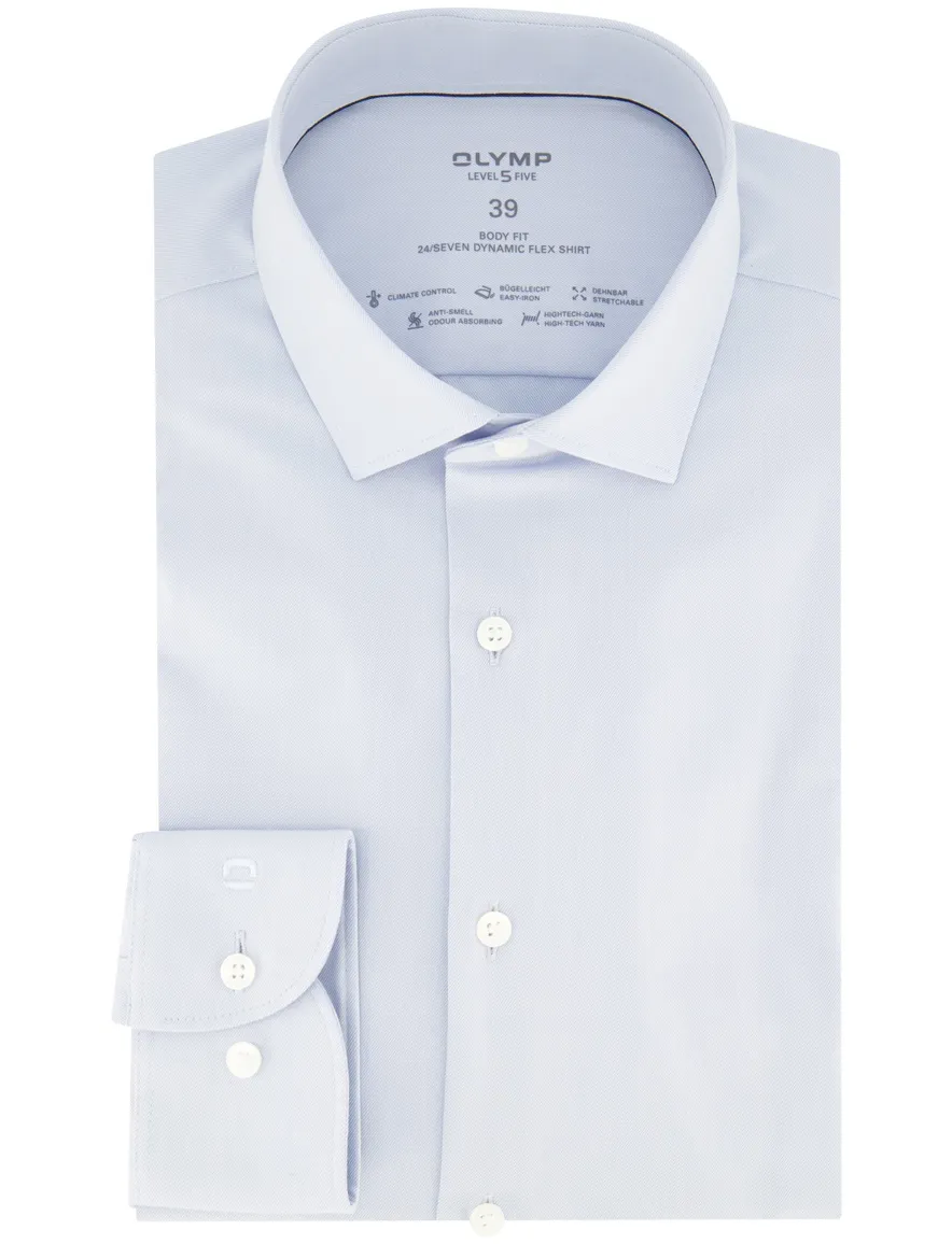 business overhemd Olymp lichtblauw effen katoen, polyester, stretch slim fit