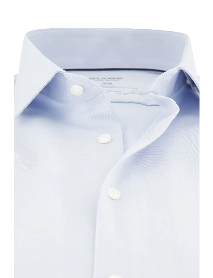 business overhemd Olymp lichtblauw effen katoen, polyester, stretch slim fit