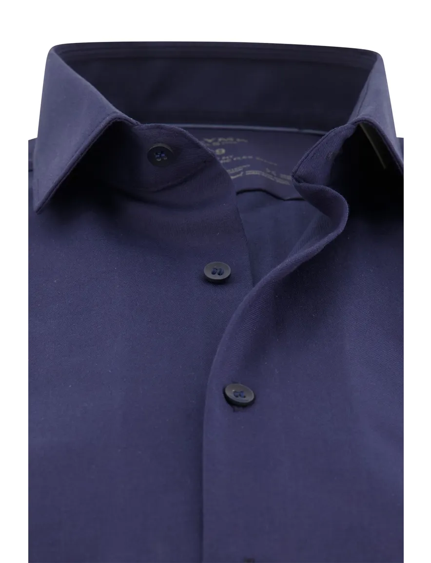 Olymp overhemd slim fit effen donkerblauw katoen