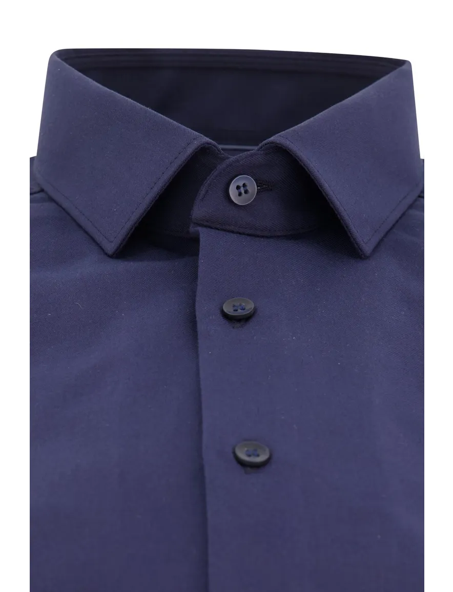 Olymp overhemd slim fit effen donkerblauw katoen