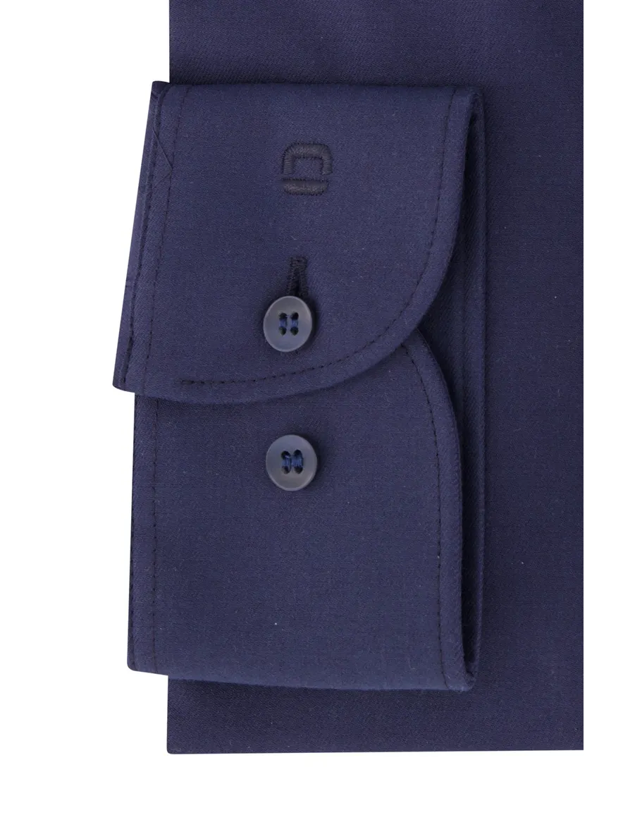 Olymp overhemd slim fit effen donkerblauw katoen