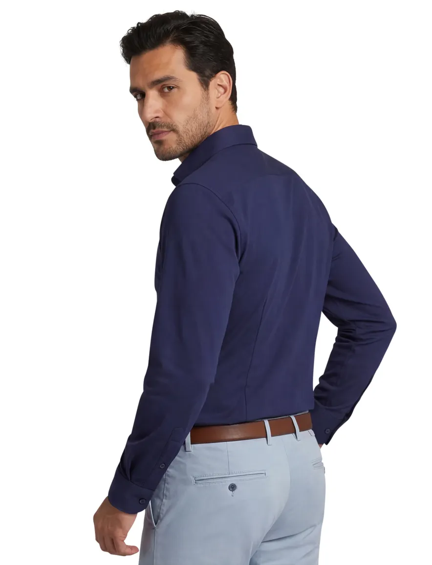 Olymp overhemd slim fit effen donkerblauw katoen